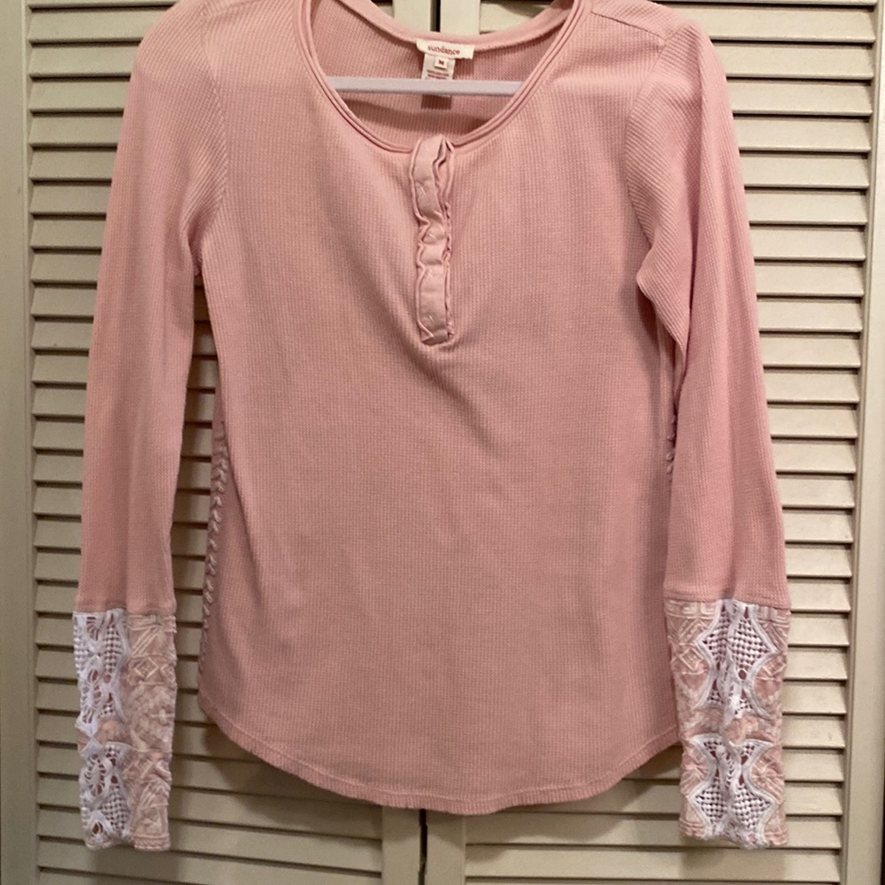 Sundance Womens Long Sleeve Top Pink     Size Med